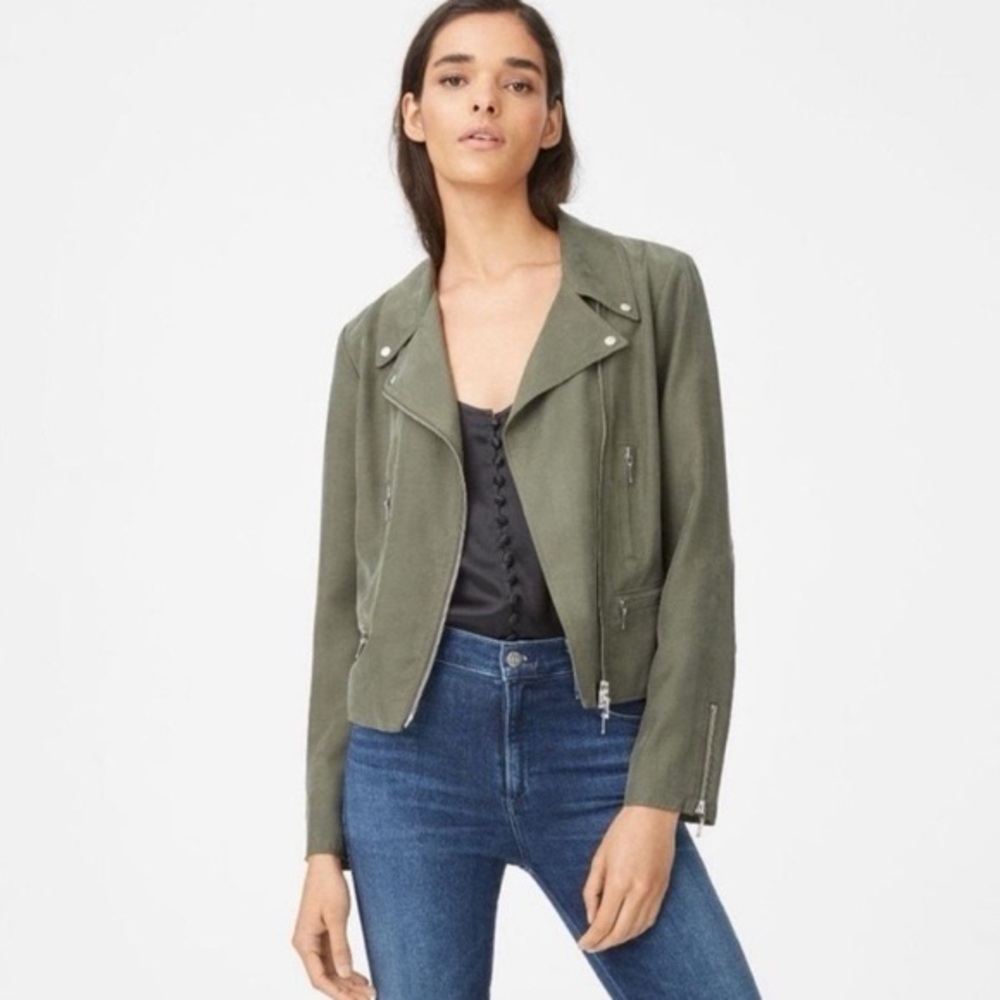 Club Monaco Olive Green Biker Jacket